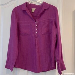 The Territory Ahead Magenta Linen Top